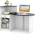 Tangkula Reception Desk L Shaped Counter - Secure, Spacious