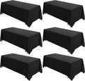 VidaFete Table Cloth 6 Pack 90 x 156 in Rectangular Tablecloth - Black