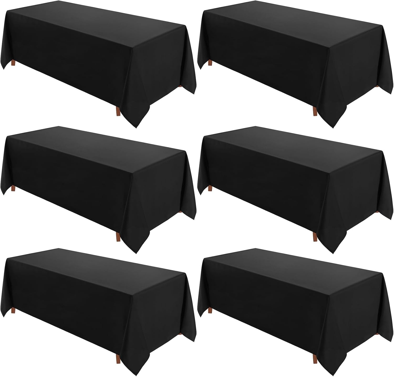 Black Polyester Tablecloth 6 Pack for Dining and Events