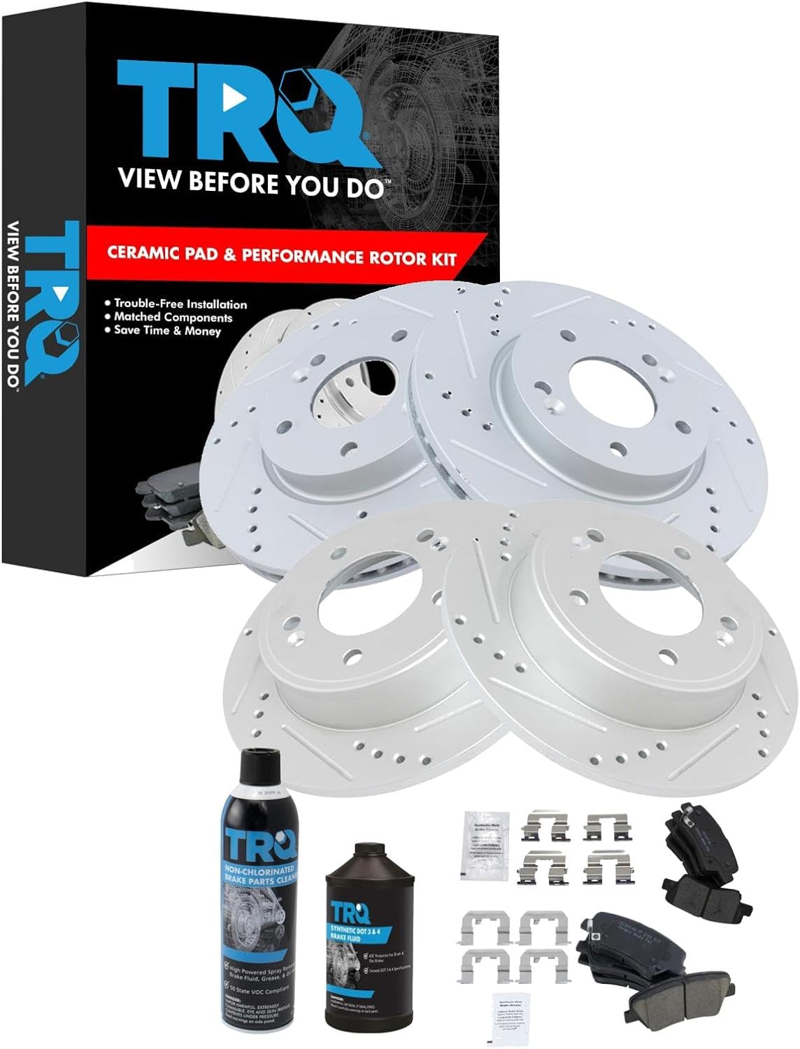 TRQ Front & Rear Brake Pad & Rotor Kit for Hyundai Elantra GT
