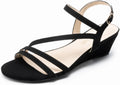 Strappy Wrapped Dressy Wedge Sandals - Comfortable Memory Foam Heel