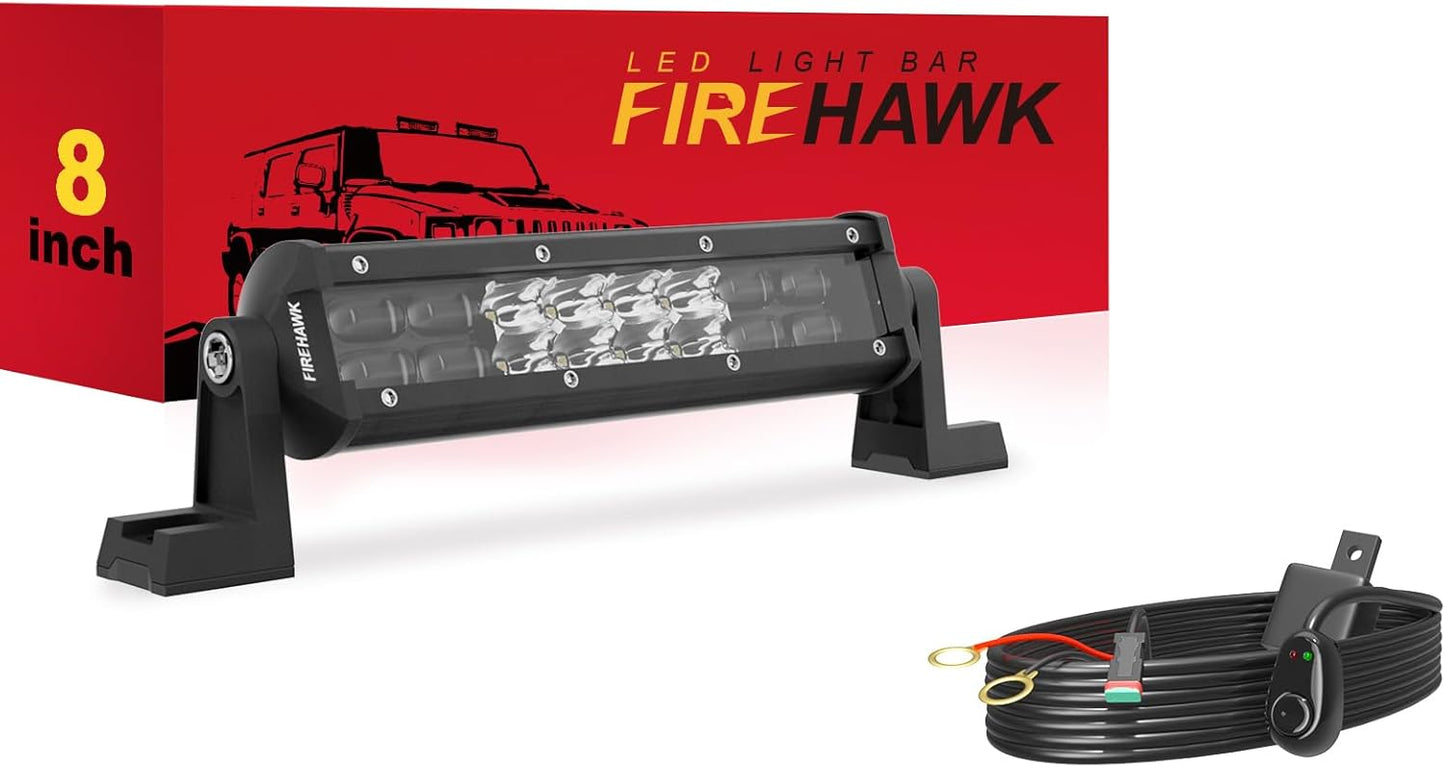 Firehawk LED Light Bar 8 Inch 30000LM for Off Road Vehicles