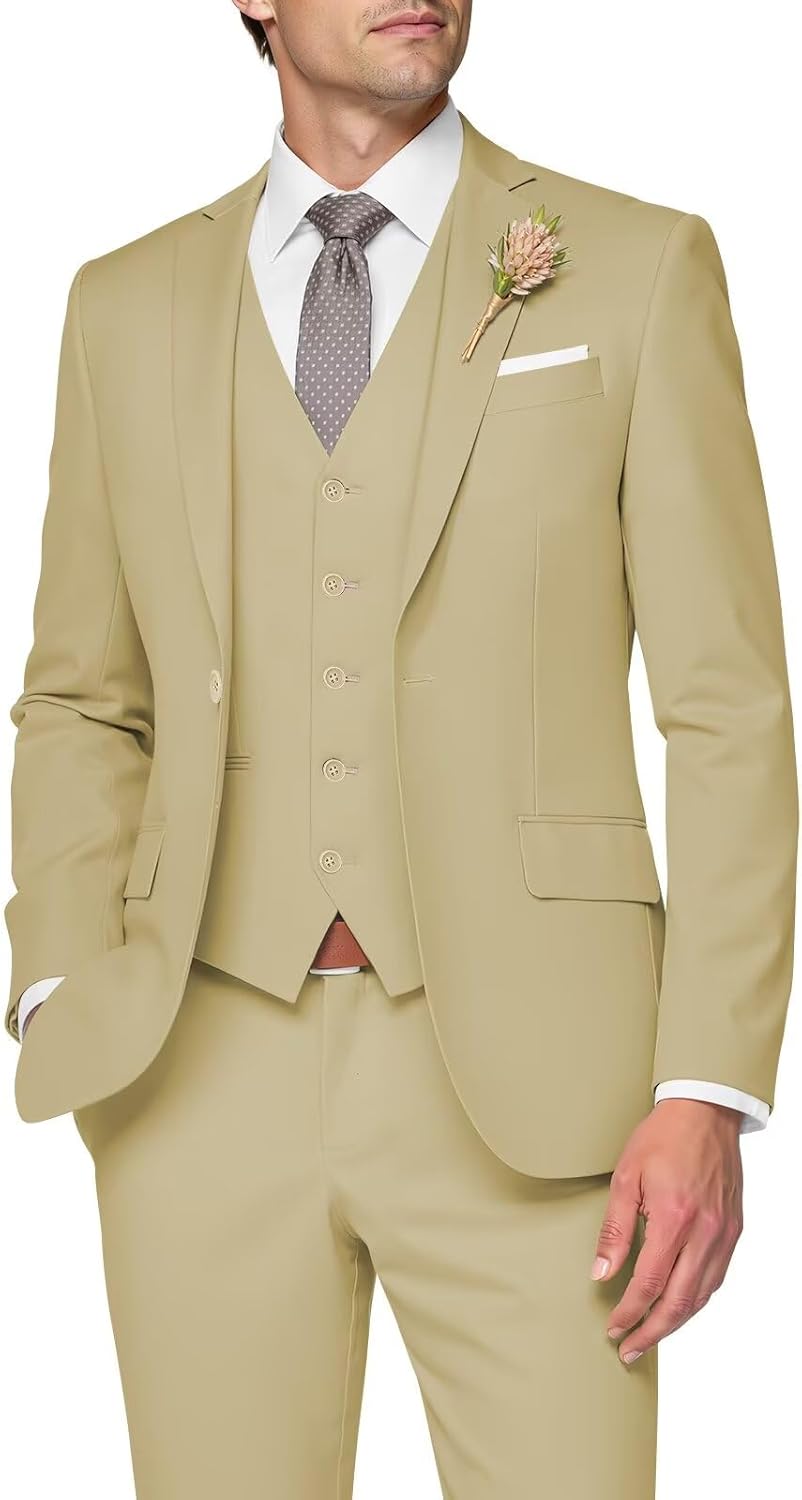 Elegant 3 Piece Slim Fit Wedding Suit for Men - Stylish Attire