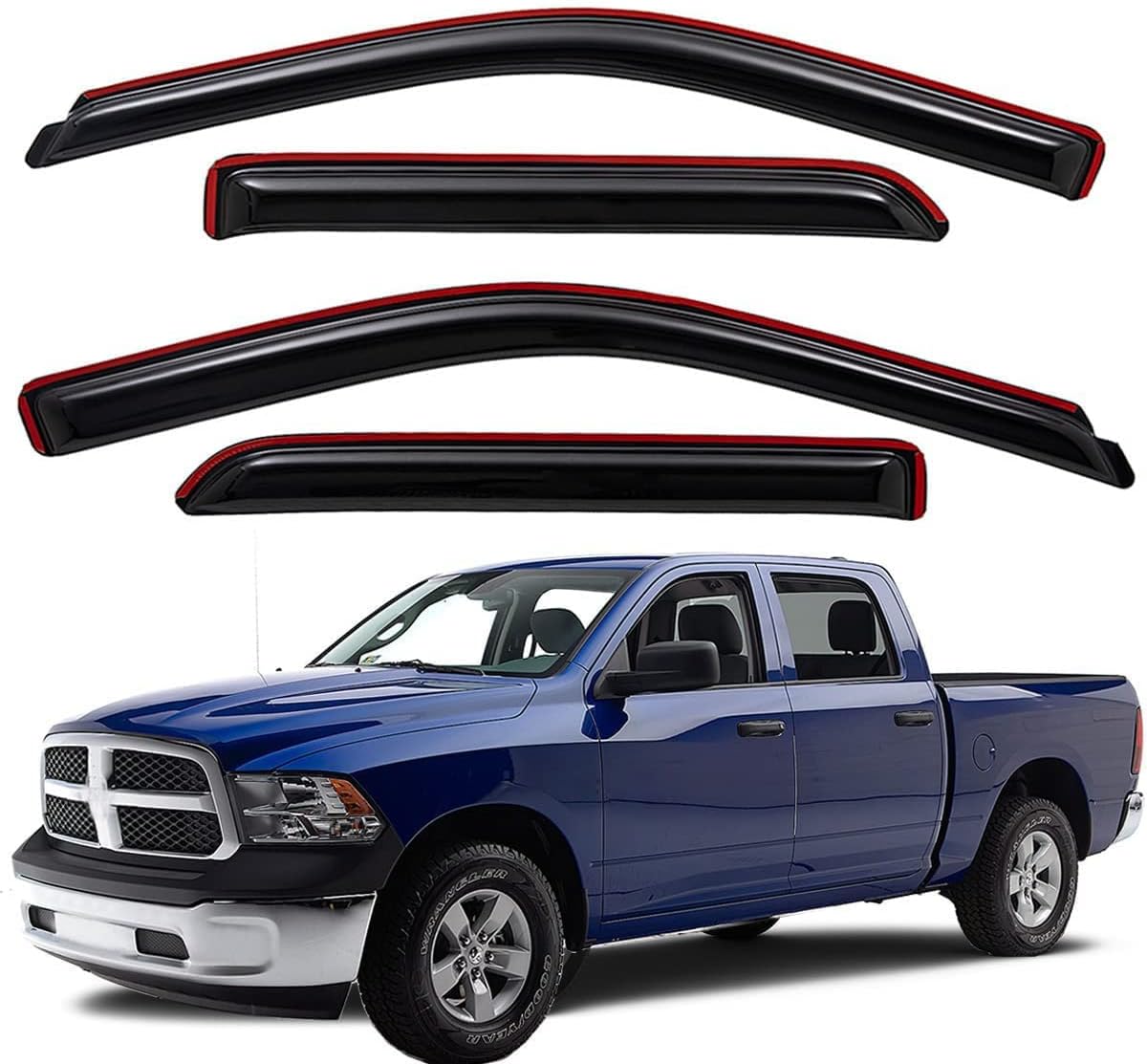 WV194109 In-Channel Wind Deflector Visor for Dodge Ram 1500