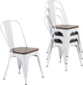 Metal Dining Chair Tolix Style 18 in Stackable Set of 4 - Waterproof