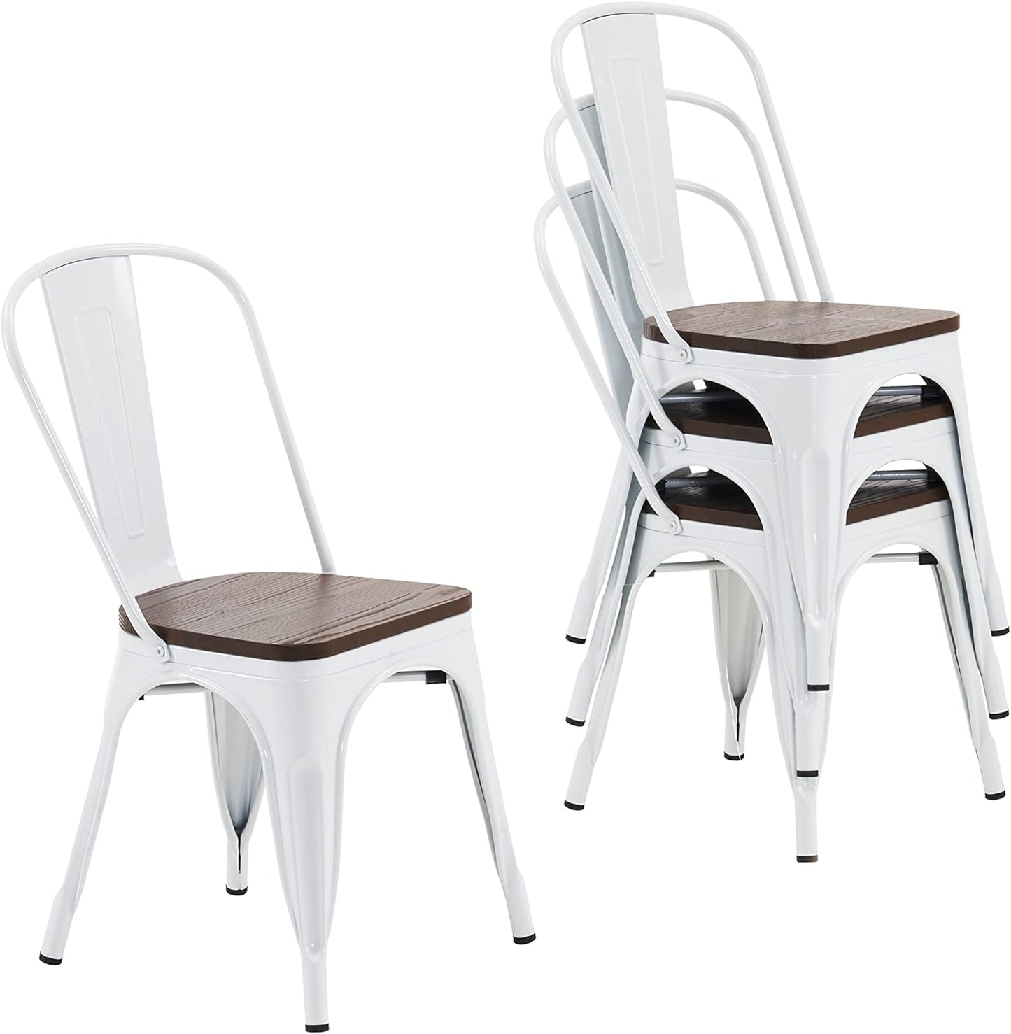 Nazhura Metal Dining Chair Set of 4 for Kitchen and Patio