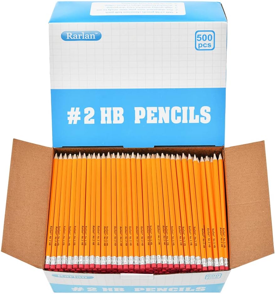 Rarlan Wood-Cased #2 HB Pencils Bulk Pack for Classrooms