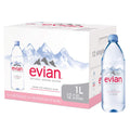 evian Natural Spring Water 36 Count Case - Large 1 Liter Bottles