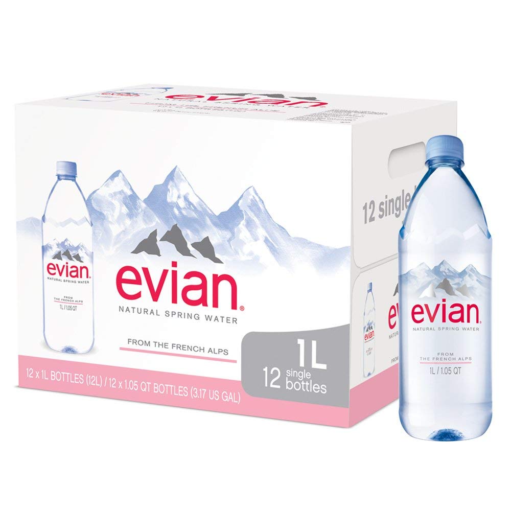 evian Natural Spring Water Case of 12 Bottles for Refreshment