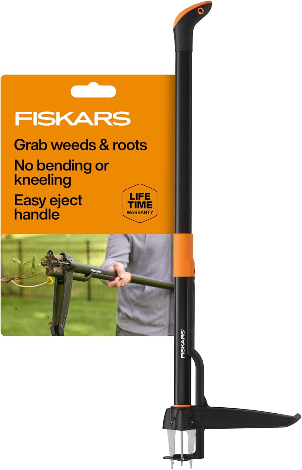 Fiskars 4-Claw Stand Up Weed Puller Tool for Effortless Weeding