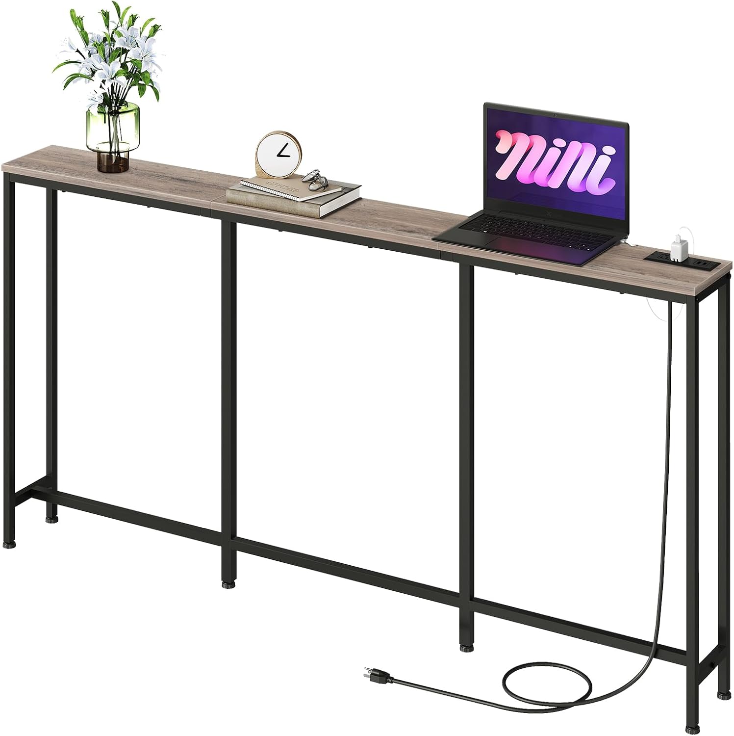 62.99in Narrow Console Table with Power Outlet by CHOEZON