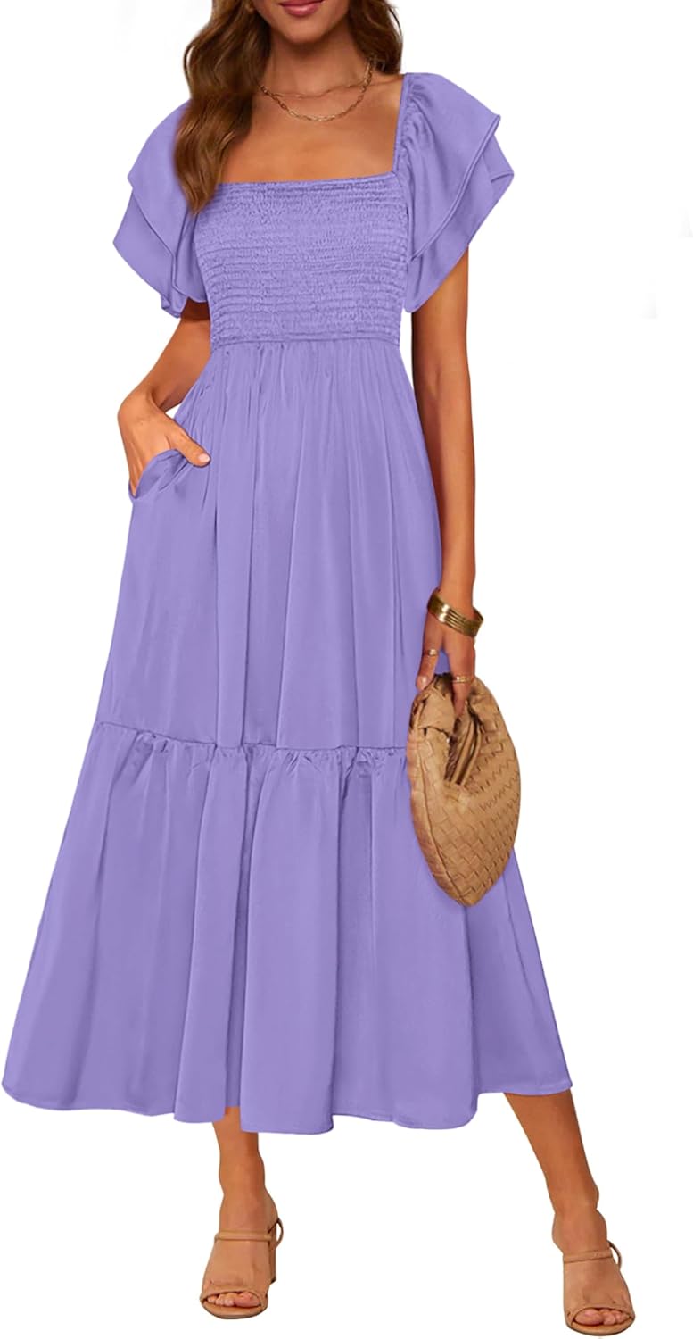 MASCOMODA Womens Summer Casual Midi Dress for Elegant Occasions