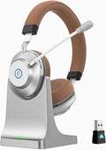 Wireless Headset with Mic for Work - Noise Cancelling Bluetooth