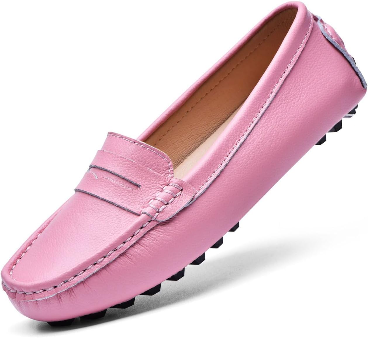 BEAUSEEN Women's Genuine Leather Penny Loafers for Comfort