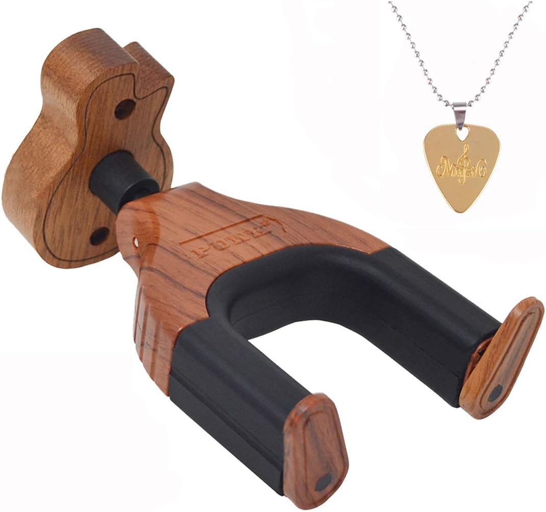 Auto Lock Guitar Hanger Set + Free Pick Necklace!