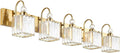 Ralbay Gold Crystal 5-Light Bathroom Vanity Lights for Modern Style