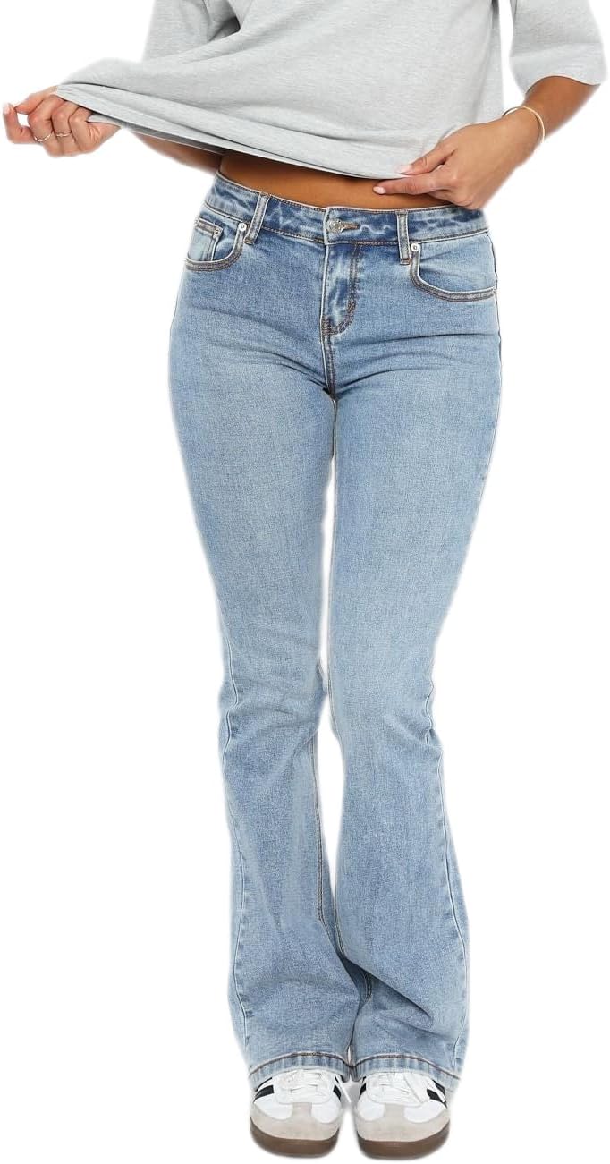 Women's Stretch Low Rise Double Button Elastic Skinny Jeans