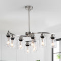 9-Light Brushed Nickel Farmhouse Chandeliers for Dining Room