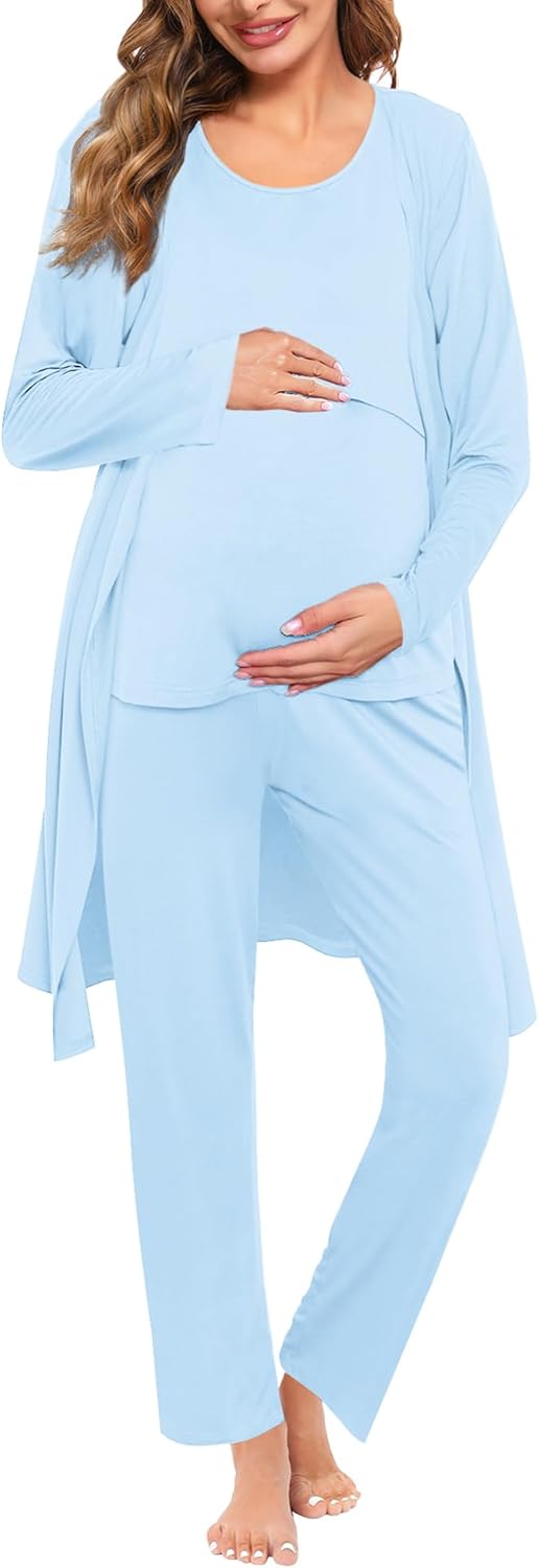 SWOMOG Maternity Nursing Robe Set for Comfortable Breastfeeding