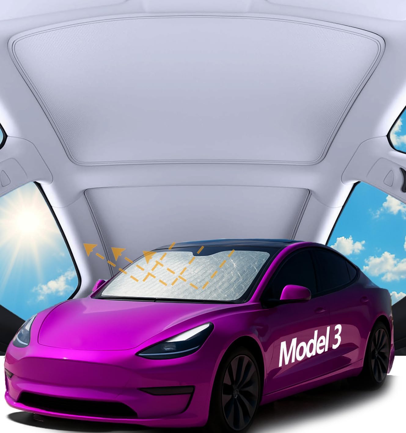 JANSION 10PCS Sunshade for 2024-2025 Tesla Model 3