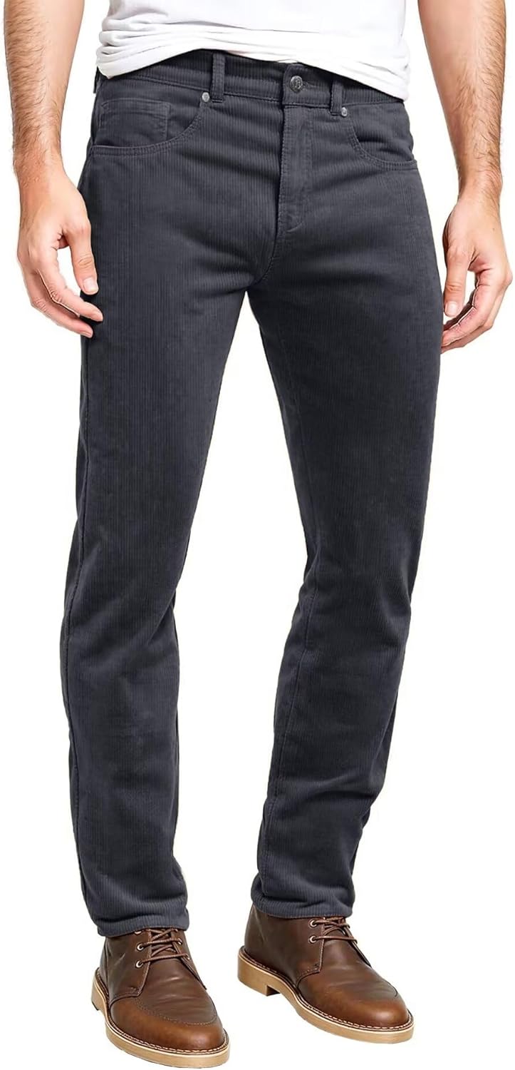 ETHANOL Men's Slim Stretchy Casual Corduroy Pant for Comfort