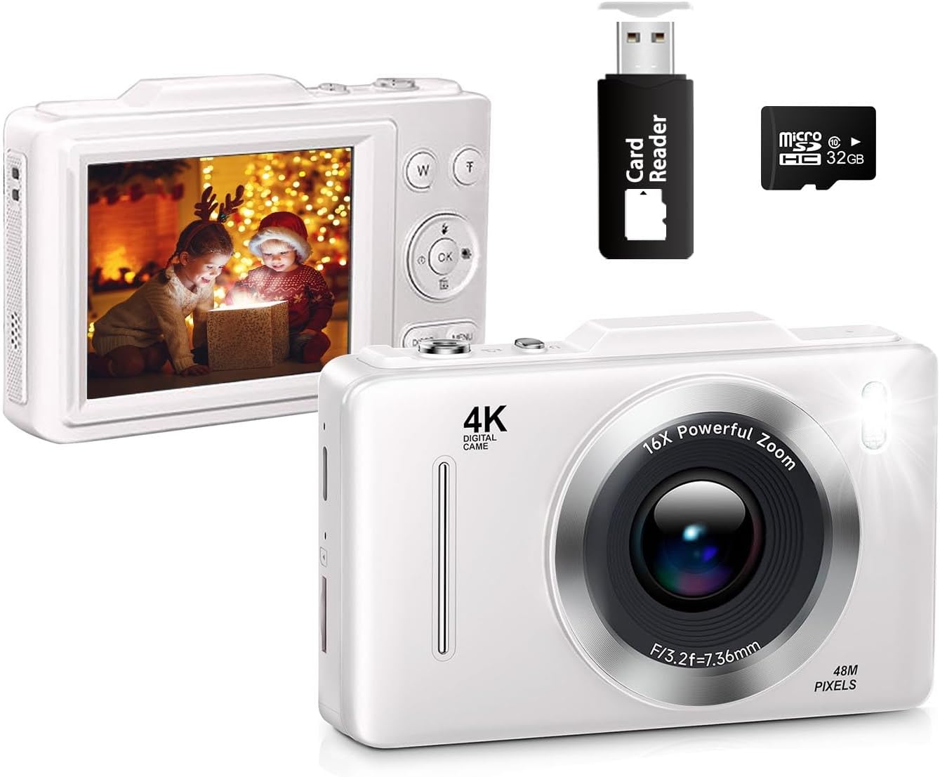 4K Kids Camera Toy 16X Zoom HD - Anti Shake - 32GB Card - BOYS 8-12