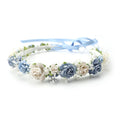 Dusty Blue Flower Girl Crown with Baby's Breath - Adjustable 43cm