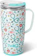 22oz Travel Mug with Handle and Lid - Insulated Tumbler for Nurses
