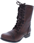 Steve Madden Womens Troopa Leather Combat Boots - Distressed Leather