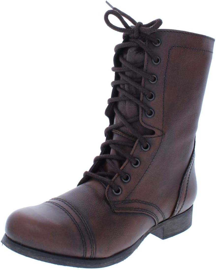Steve Madden Womens Troopa Leather Lace Up Combat Boots Review