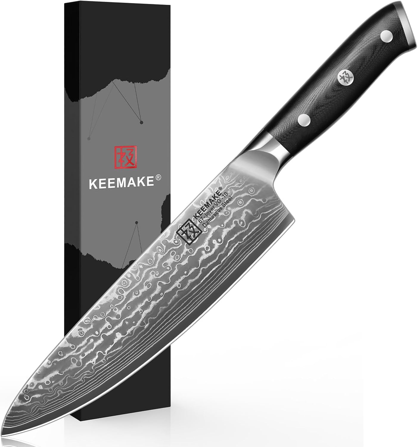 KEEMAKE 8 Inch Damascus Chef Knife for Precision Cooking