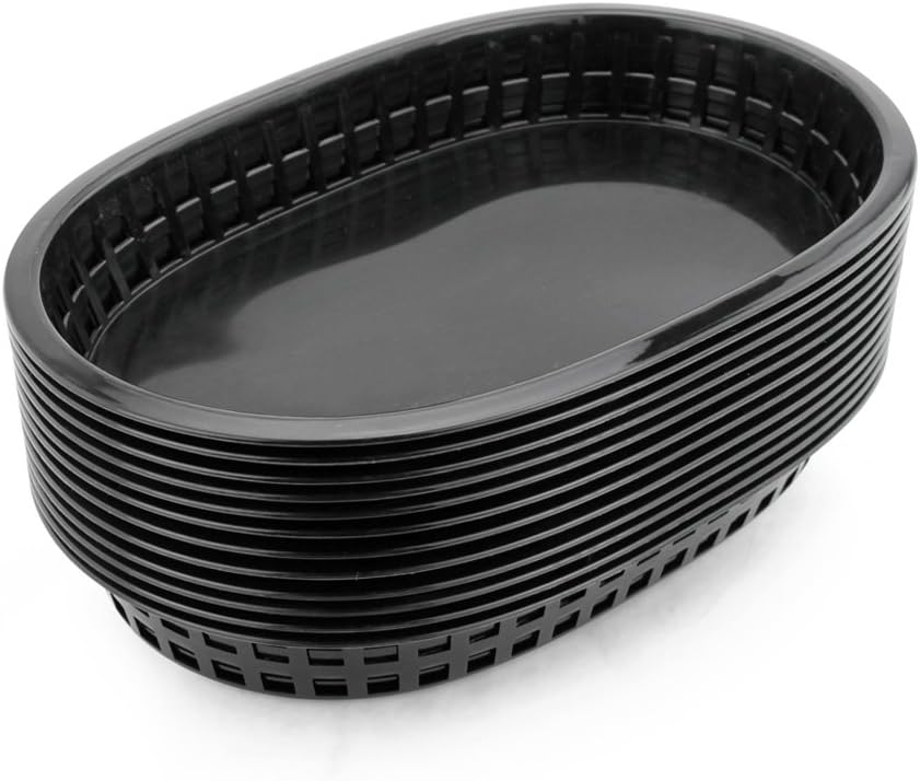 Fast Food Baskets Set of 36, 10.5 x 7 Inch, Black Color