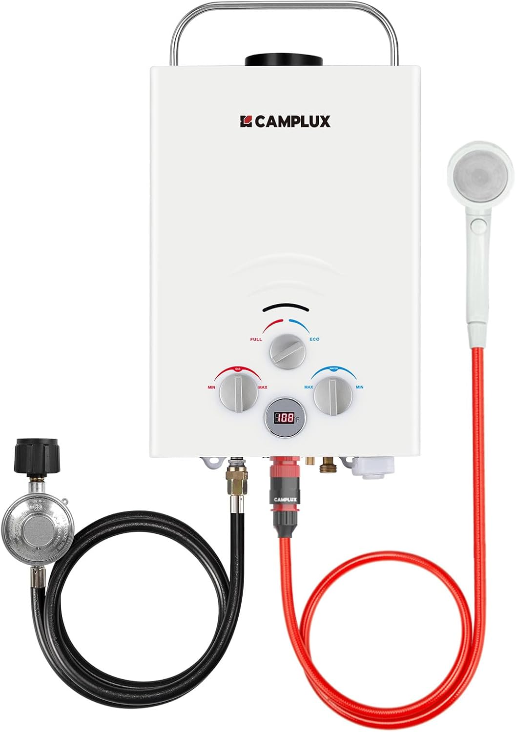 Portable Camplux Propane Tankless Water Heater for Outdoor Use