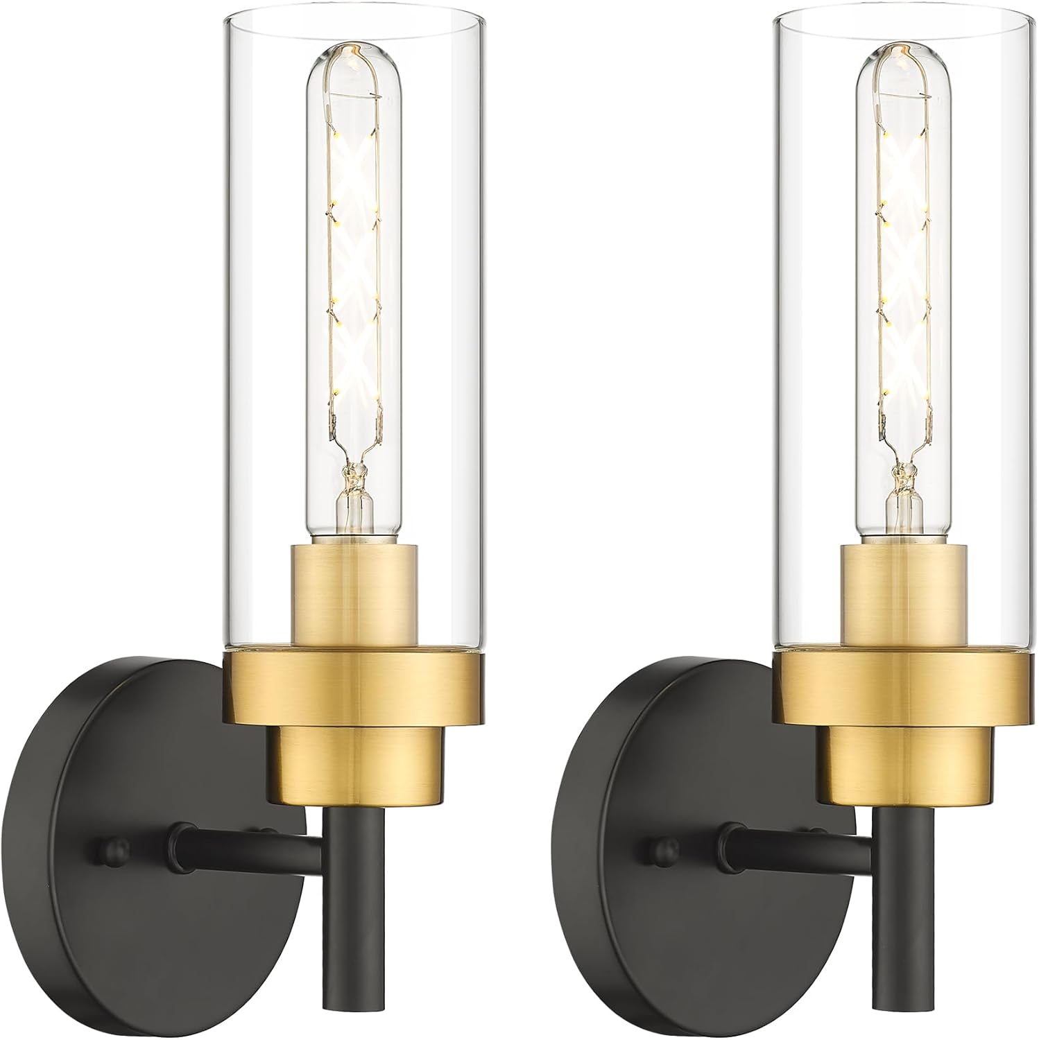 Emak Black and Gold Sconces Set of 2 for Modern Home Decor