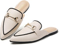 Metal Chain Decor Flat Mules for Women - Pointed Toe Slip On Loafers