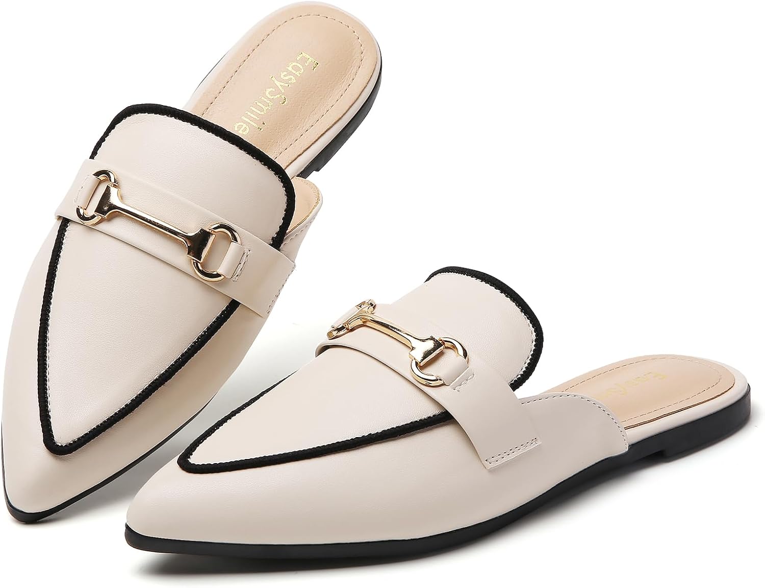 Metal Chain Decor Flat Mules for Women - Stylish Slip-On Loafers