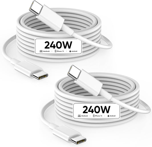 240W Fast Charging USB-C Cable - Macbook, iPad, iPhone, Samsung - 6.6ft