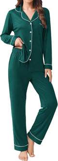 Ekouaer Womens Pajama Set - Soft Rayon Blend 2-Piece Button Down