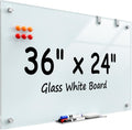 Glass Whiteboard 36x24 in Frameless Magnetic Dry Erase Board - Sleek