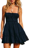 Summer Deep V Neck Bohemian Mini Short Dress - Backless Beach Style