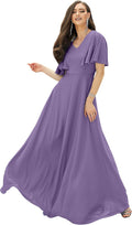 KOH KOH Womens Long Elegant Bridesmaid Maxi Dress - Flattering Lilac