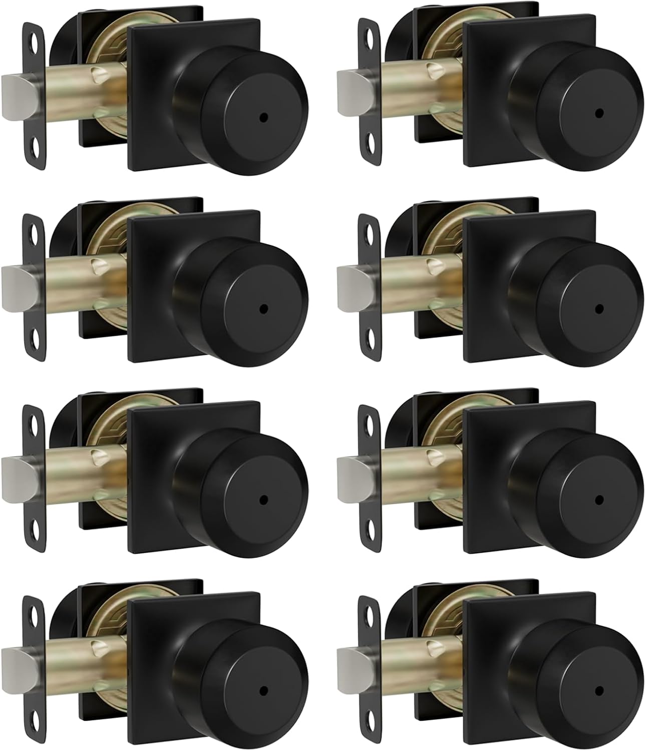 Matte Black Interior Door Knobs for Privacy - 8 Pack Set