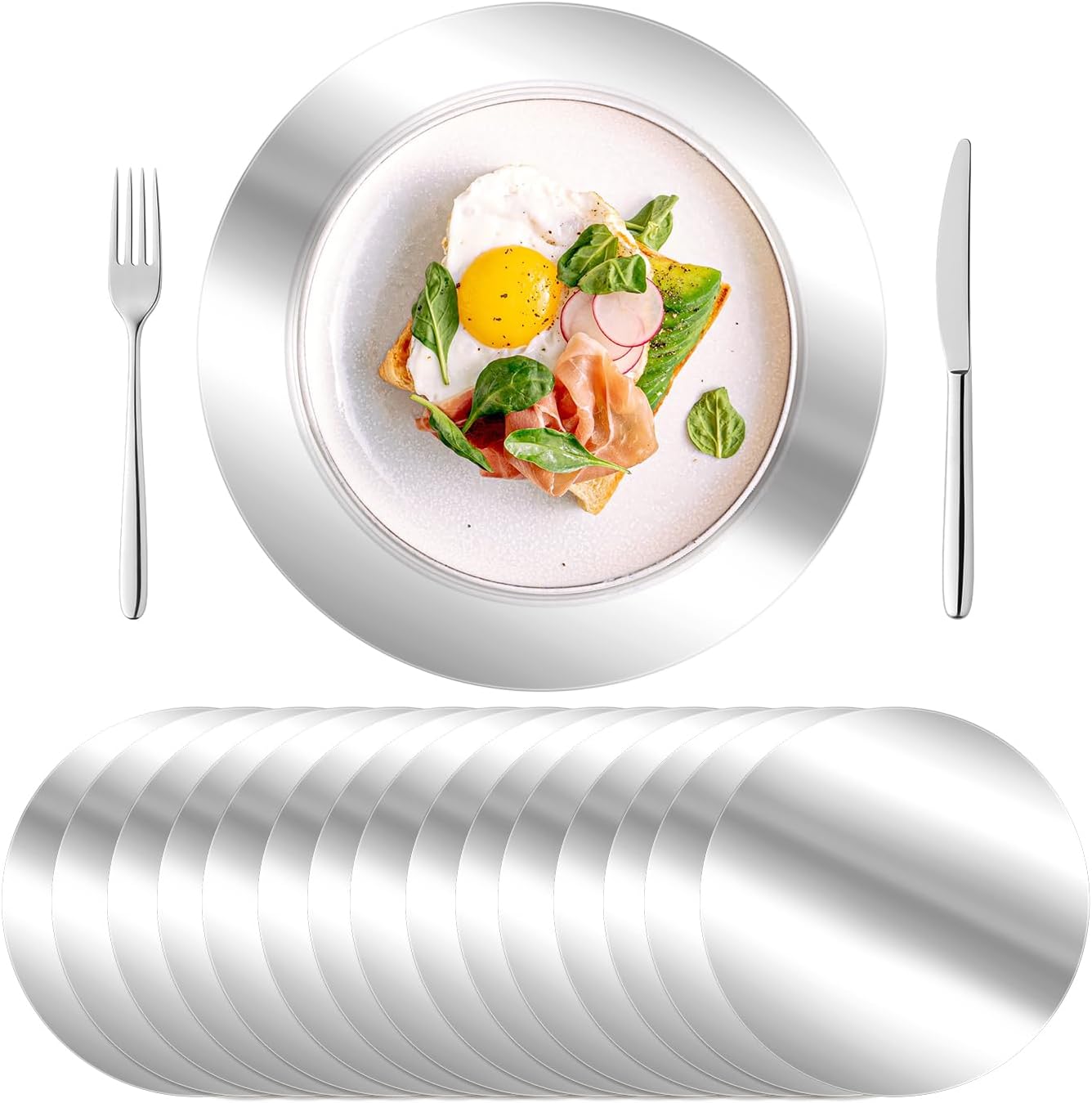 100PCS Round Silver Placemats - Elegant Dining Decor!
