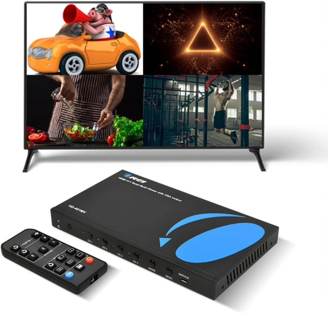 Quad Multi Viewer HDMI Switcher 4 Ports with Seamless Switching