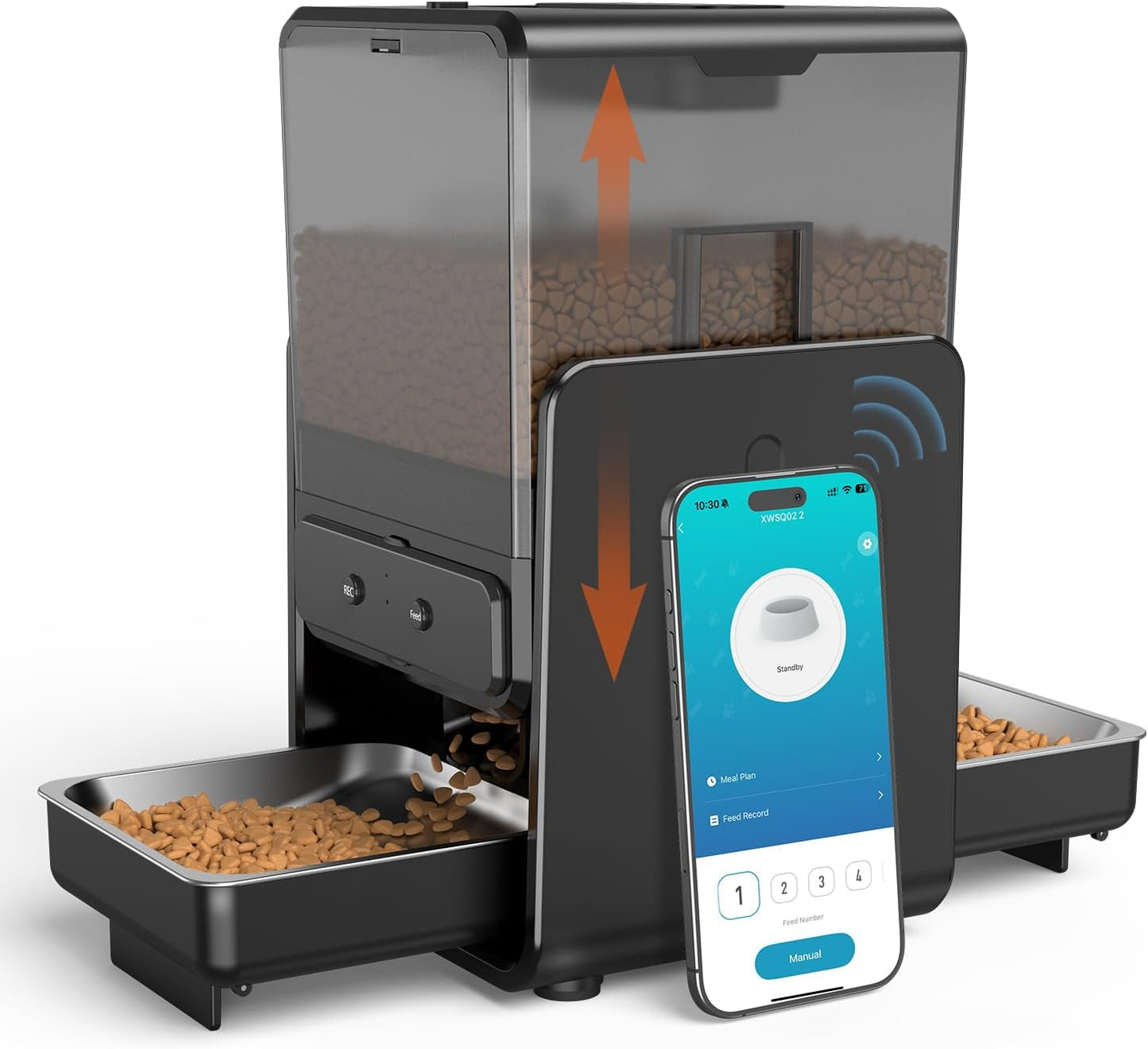 Automatic Cat Feeder with 5G WiFi for Two Cats and Dual Bowls