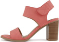 Women Open Round Toe Chunky Heel Sandals - 3in Nubuck Faux Leather