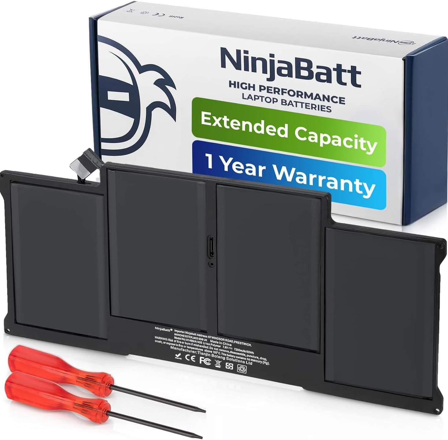 NinjaBatt A1466 Battery for MacBook Air 13 - High Quality