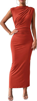 Bodycon Ruched Maxi Dress - Flattering Sleeveless Summer Fit