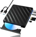 Portable 5-in-1 Blu Ray Drive - USB 3.0 Type-C, CD DVD Burner, 3D Blu Ray