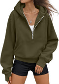Womens Half Zip Fleece Hoodie - Soft Oversized Crop Sweatshirt